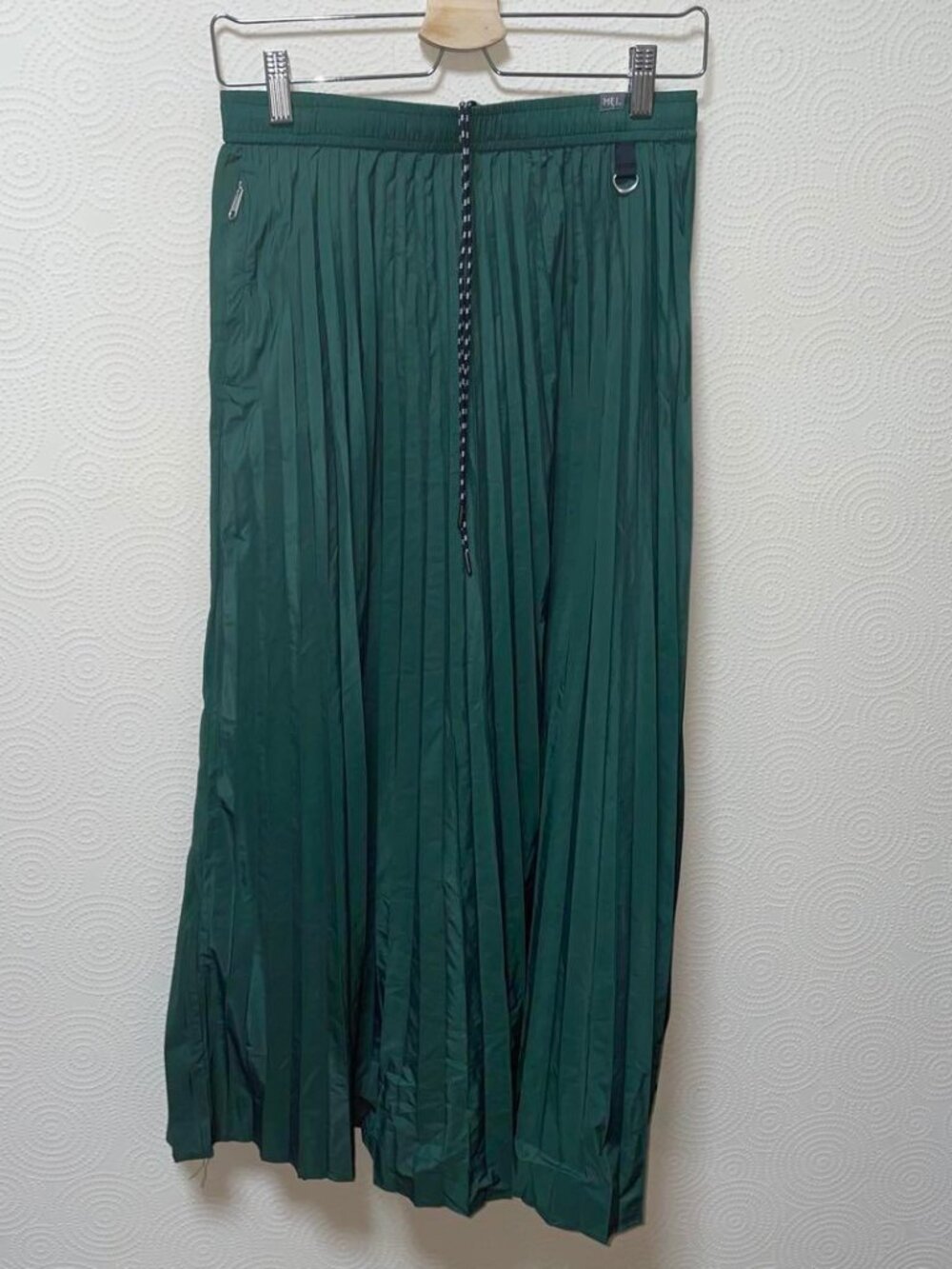 Meila Dark Green Pleated Long Skirt with Elastic Waist